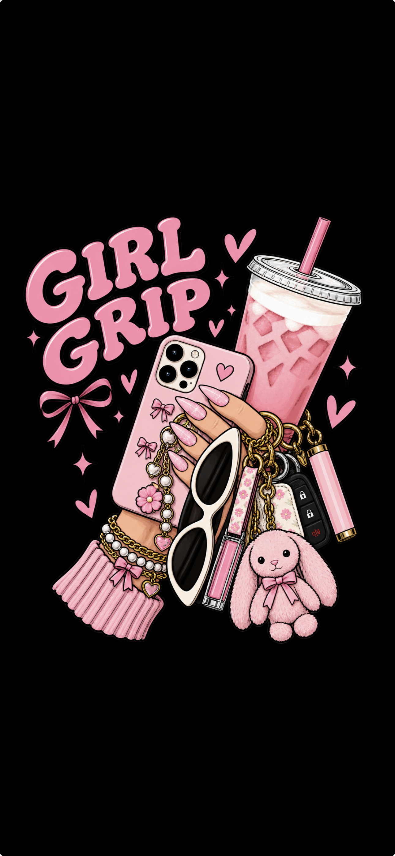 Girl Grip graphic print in pink on black